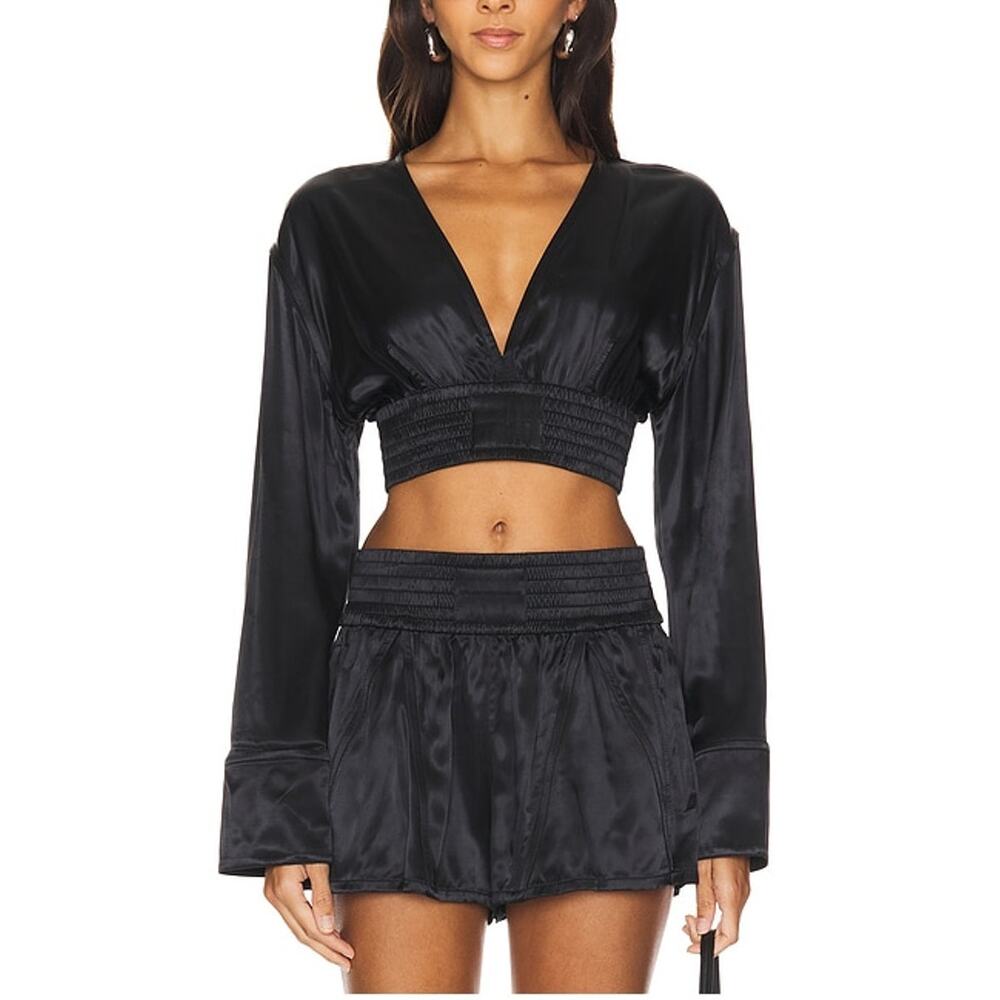 Alexander Wang Sleek Black V Neck Blouse Size XS NWT